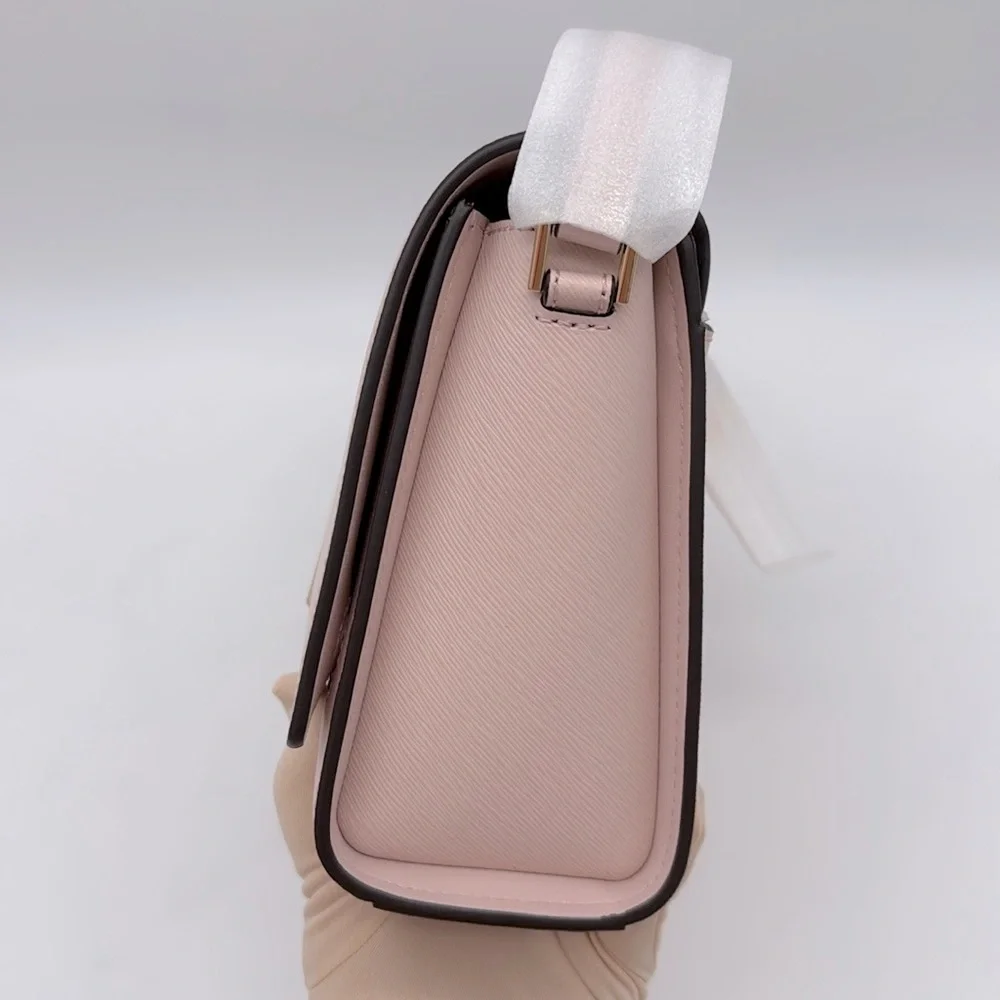 MICHAEL MICHAEL KORS Mimi Medium Leather Messenger Crossbody Bag Powder Blush